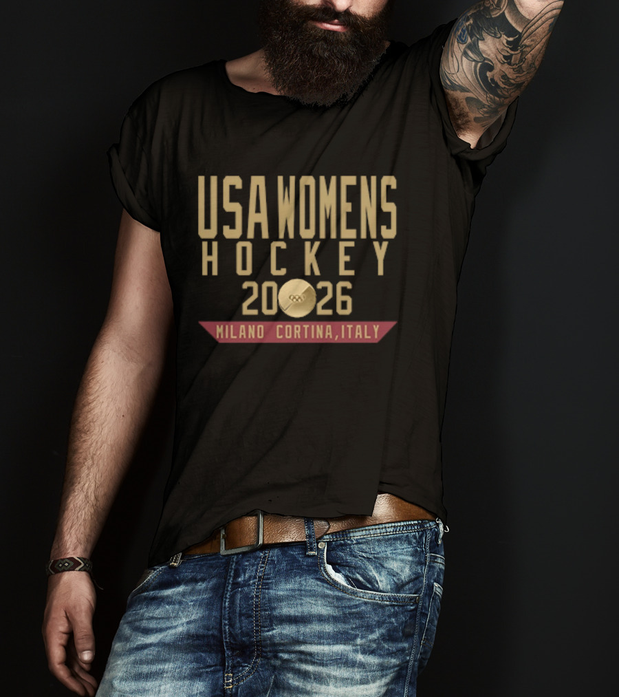 USA Womens Hockey 2026 Milano Cortina Italy Olympic Gold T-Shirt