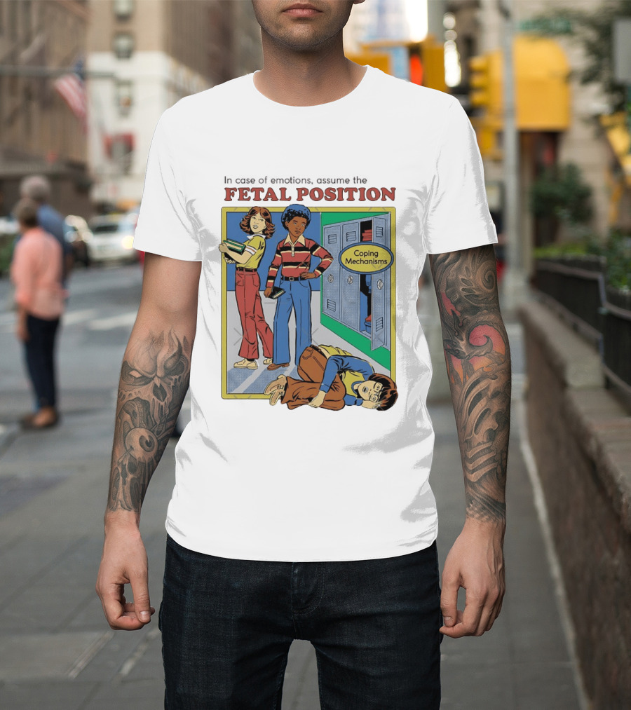 Coping Mechanisms Fetal Position Retro School Locker Scene T-Shirt