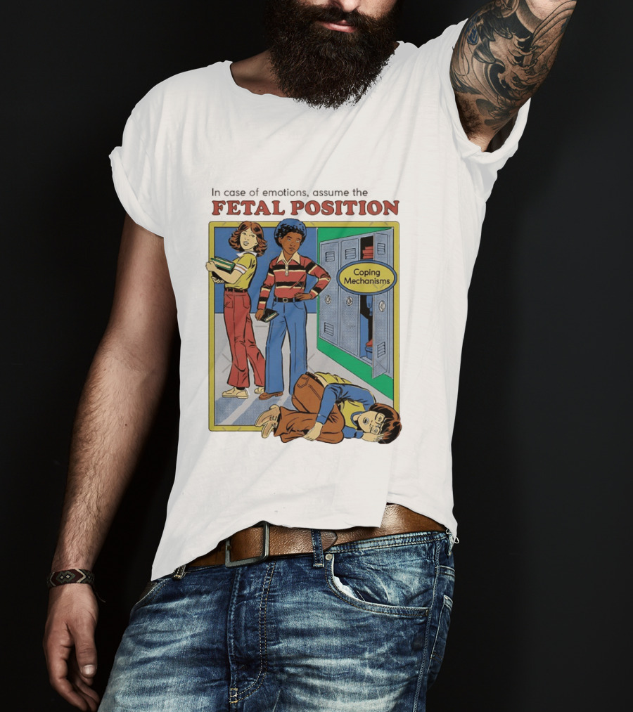 Coping Mechanisms Fetal Position Retro School Locker Scene T-Shirt