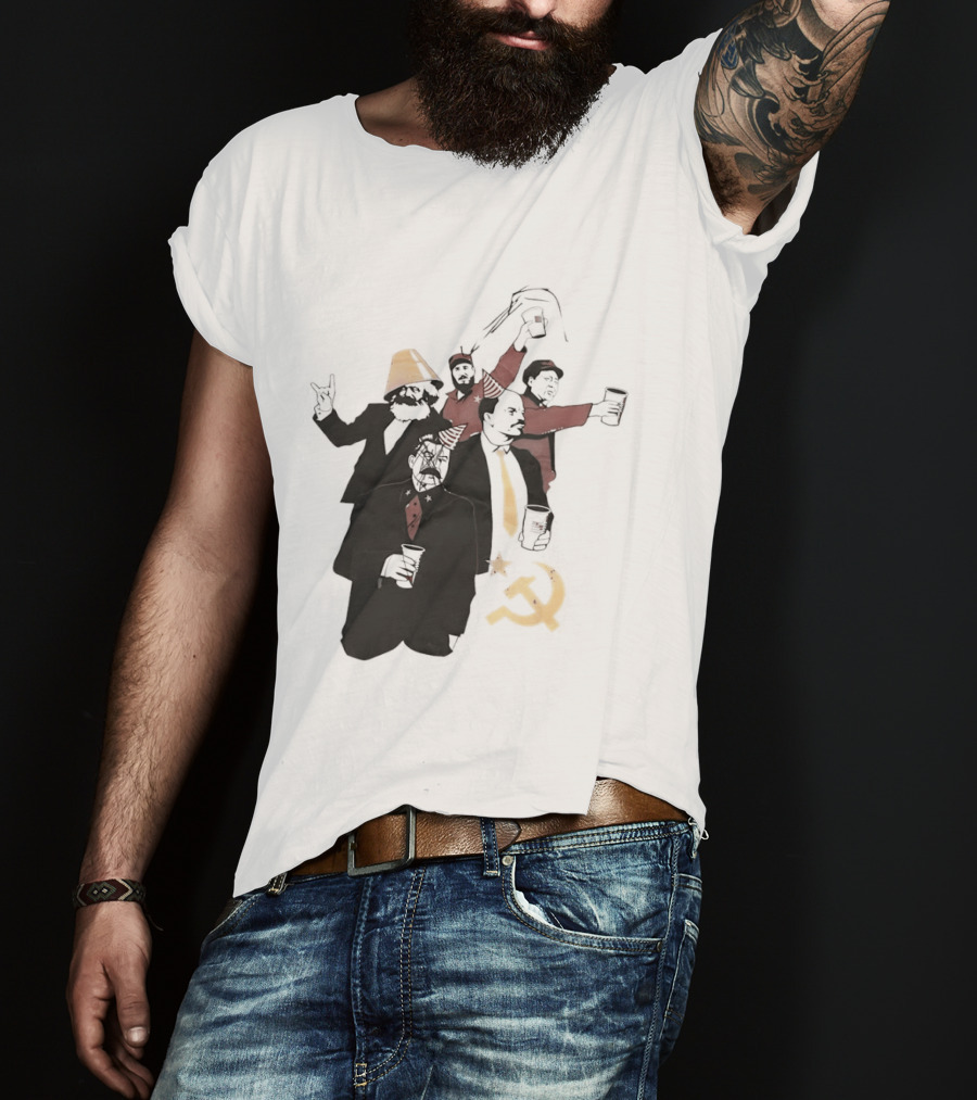 Drunk Karl Marx Vladimir Lenin Joseph Stalin Mao Zedong Fidel Castro Party Communist Humor Lamp Hat T-Shirt