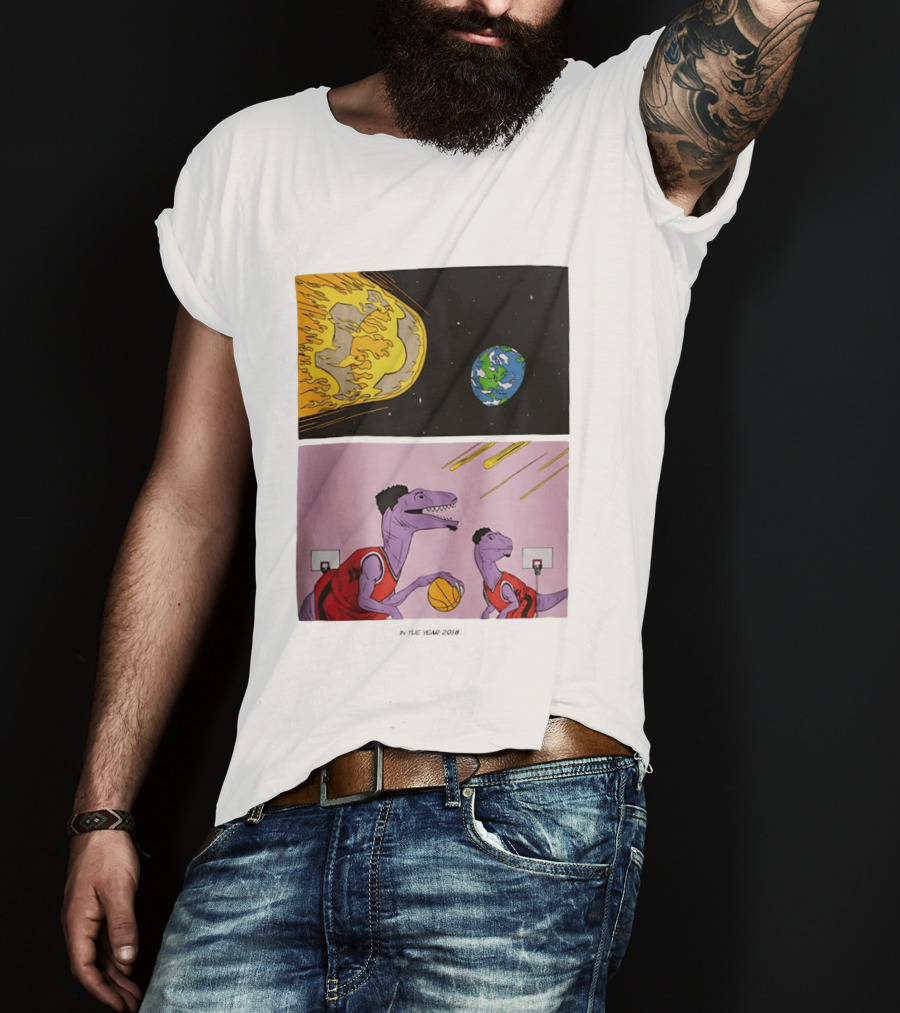 LeBron James Raptors Dinosaurs Meteor Basketball 2018 T-Shirt