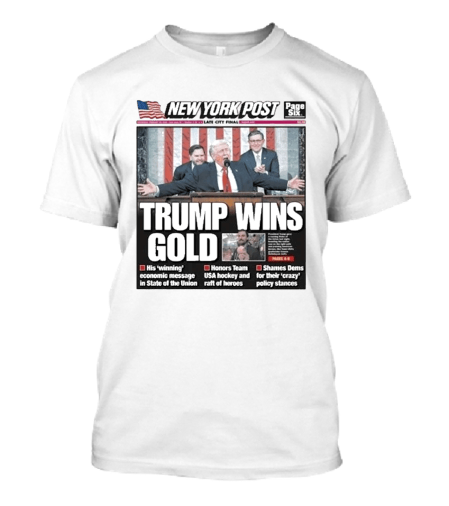 New York Post Trump Wins Gold State Of The Union Team USA Hockey T-Shirt