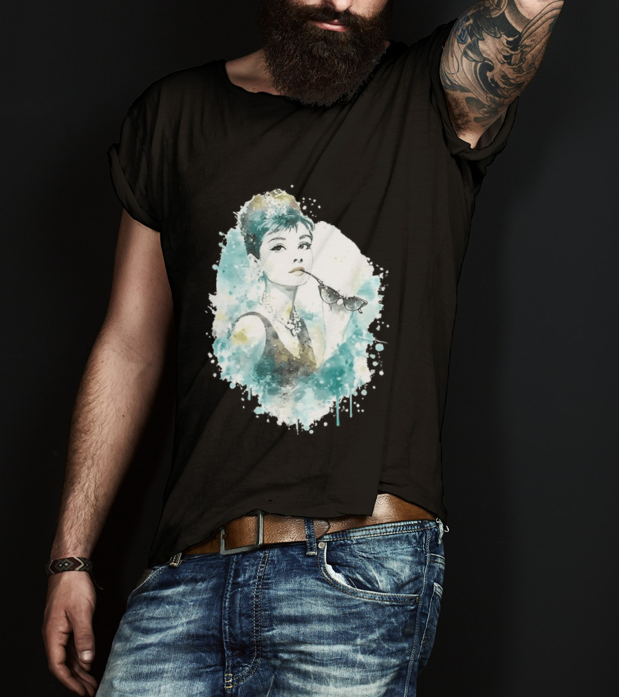 Mrs. Hepburn Watercolour Painting Aesthetic T-Shirt