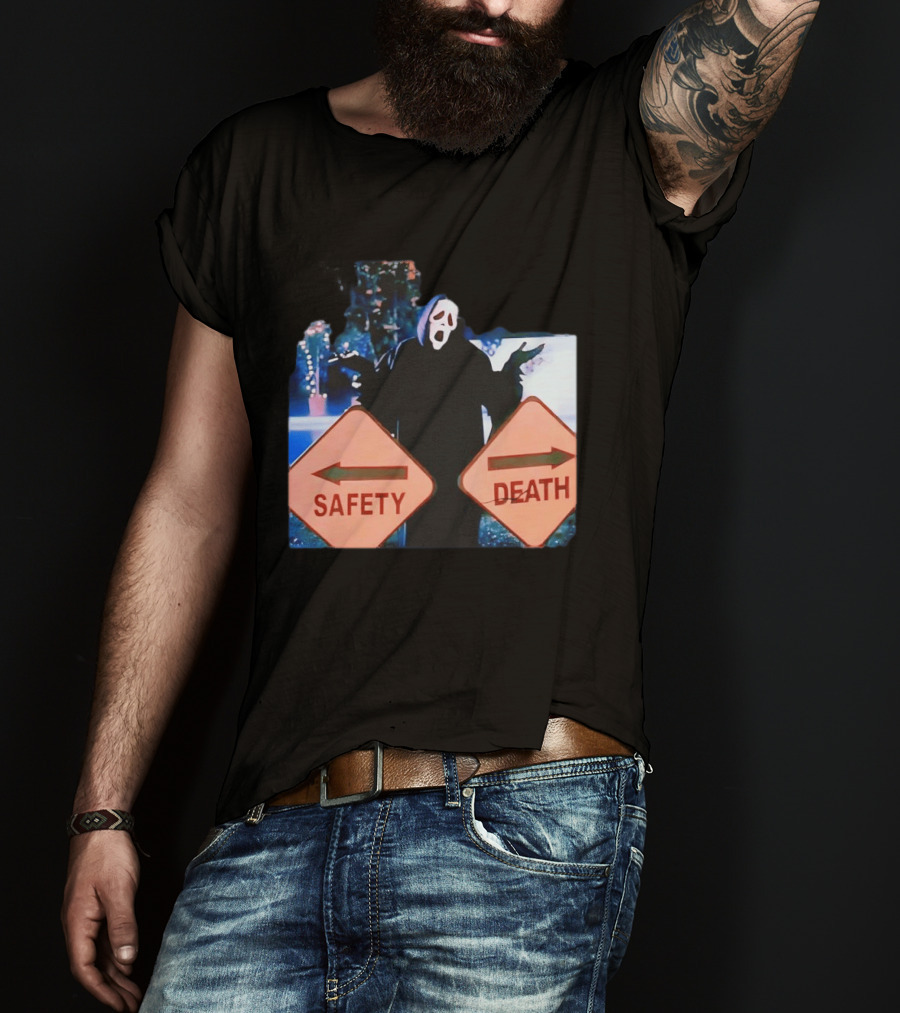 Ghostface Scream Safety Left Death Right Signs T-Shirt