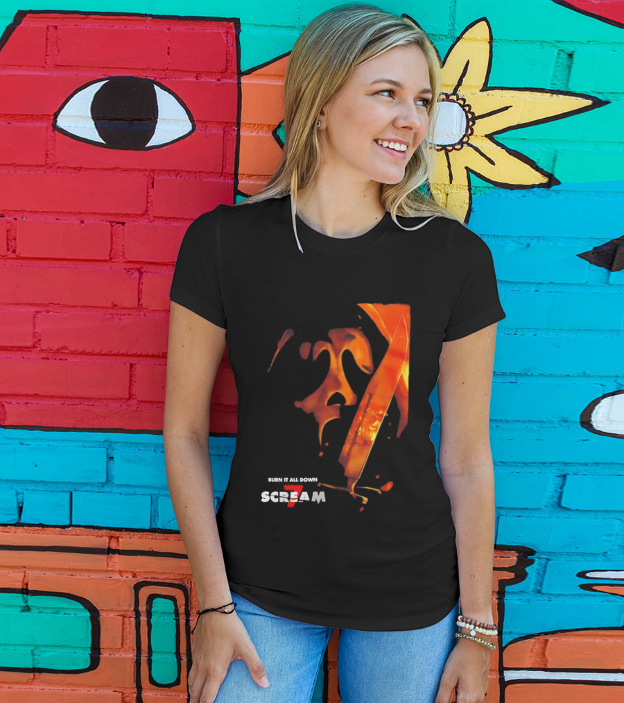 Scream 7 Ghostface Burn It Down Knife T-Shirt