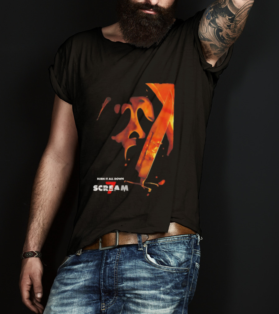 Scream 7 Ghostface Burn It Down Knife T-Shirt