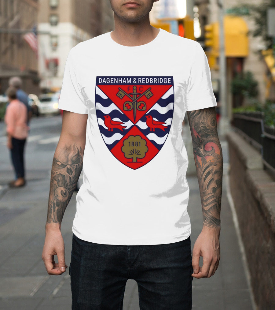 Dagenham Redbridge FC Crest 1881 Ravens Key Waves T-Shirt
