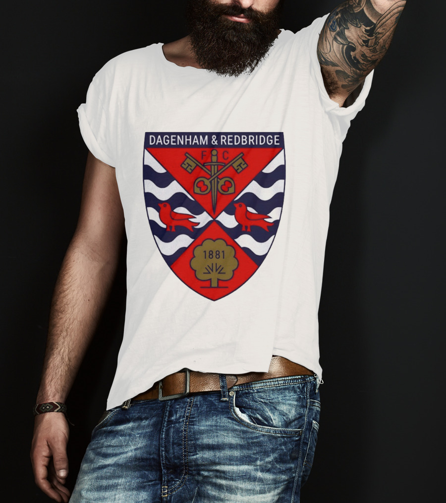 Dagenham Redbridge FC Crest 1881 Ravens Key Waves T-Shirt