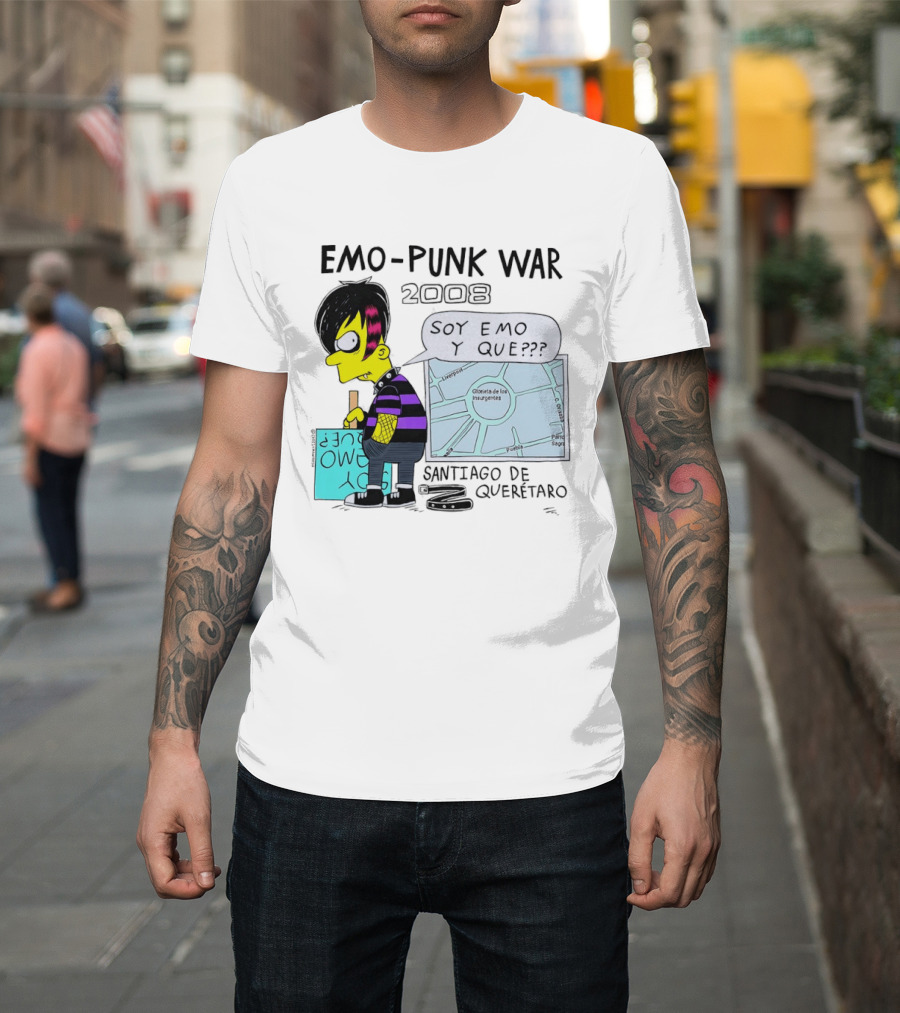 Emo Punk War 2008 Soy Emo Y Que Santiago De Queretaro Map Cartoon T-Shirt