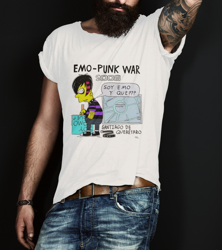 Emo Punk War 2008 Soy Emo Y Que Santiago De Queretaro Map Cartoon T-Shirt
