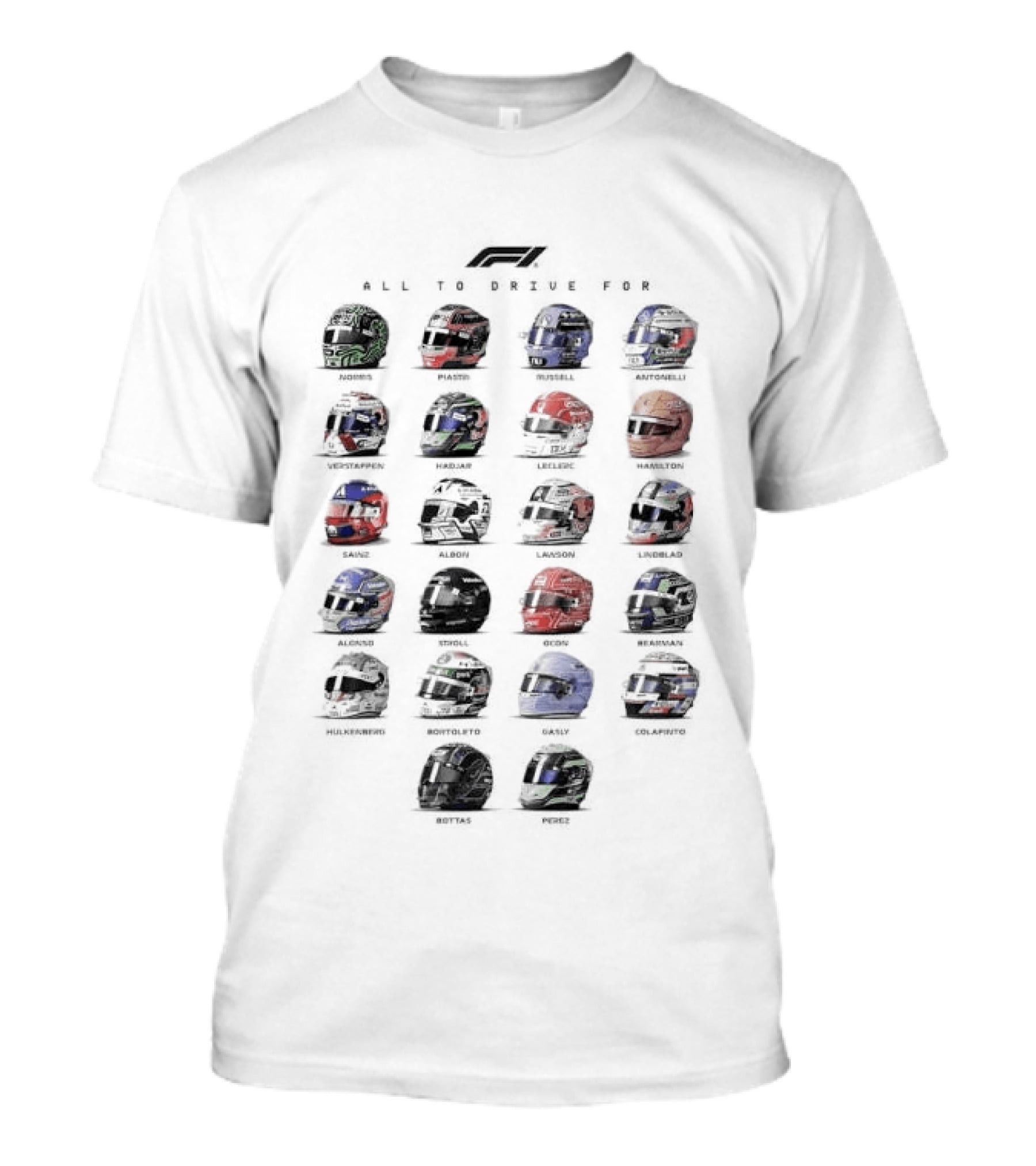 Formula 1 Helmet Collection All To Drive For Racing Enthusiasts T-Shirt