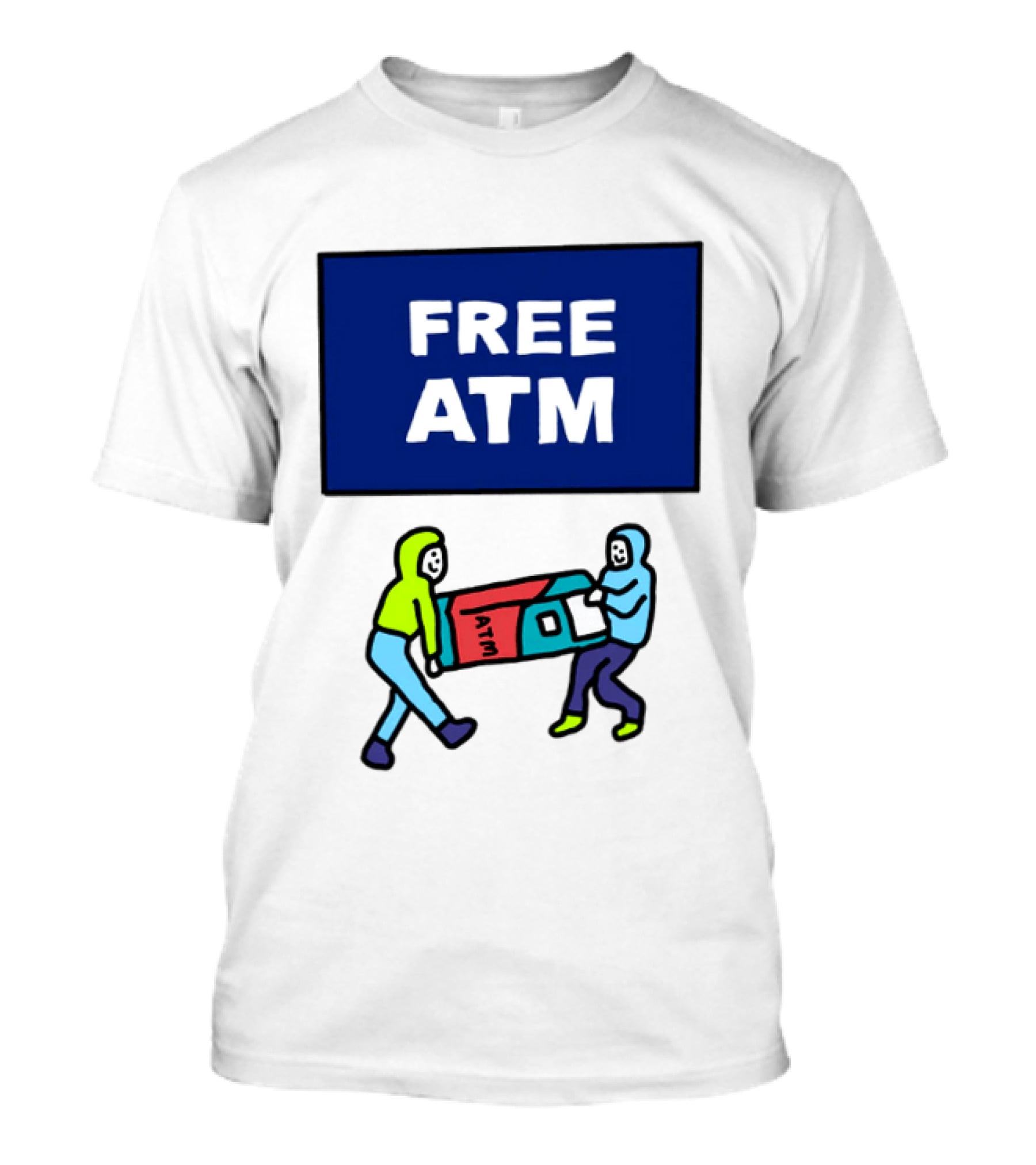 Free ATM Funny Cartoon Drawing T-Shirt