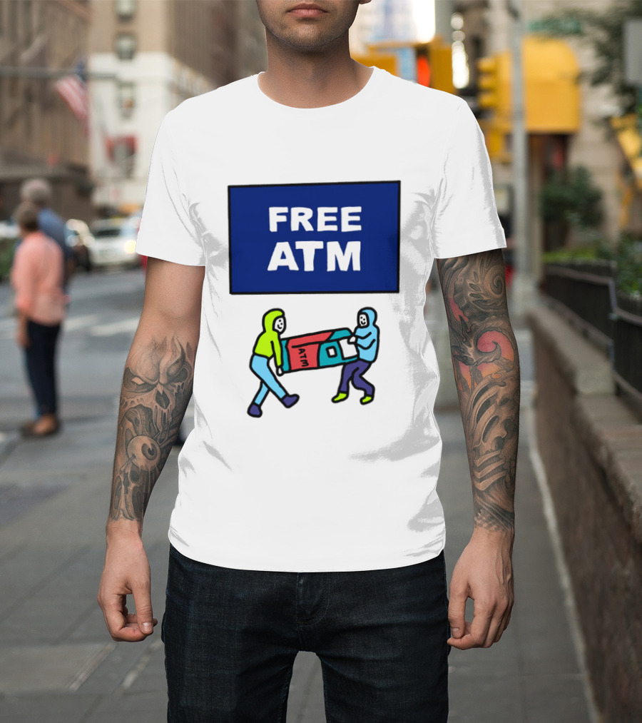 Free ATM Funny Cartoon Drawing T-Shirt