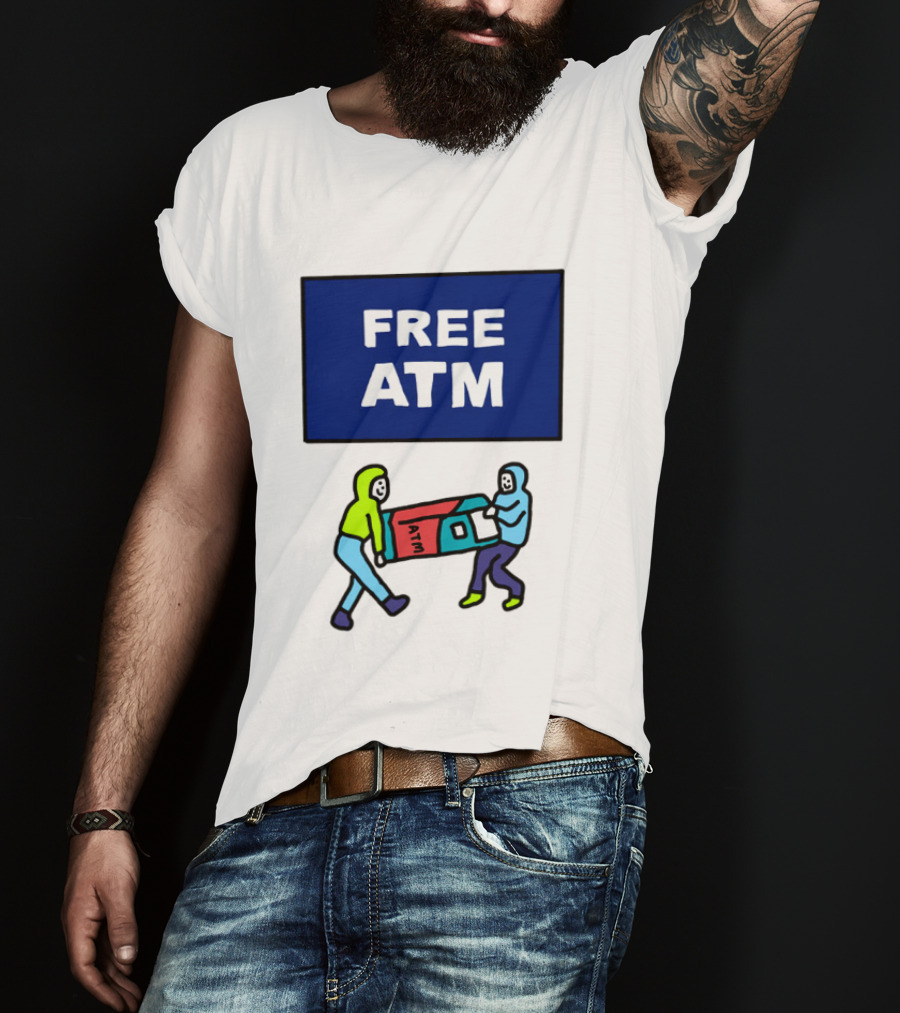 Free ATM Funny Cartoon Drawing T-Shirt