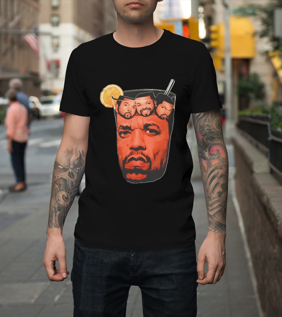 Ice And Ice Cube Faces In Glass With Lemon And Straw T-Shirt