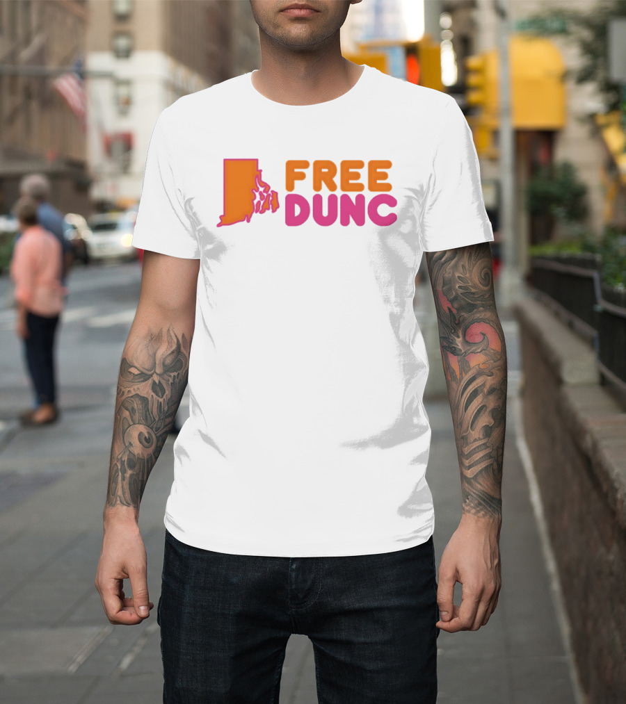 Rhode Island Outline Free Dunc Dunkin Donut T-Shirt