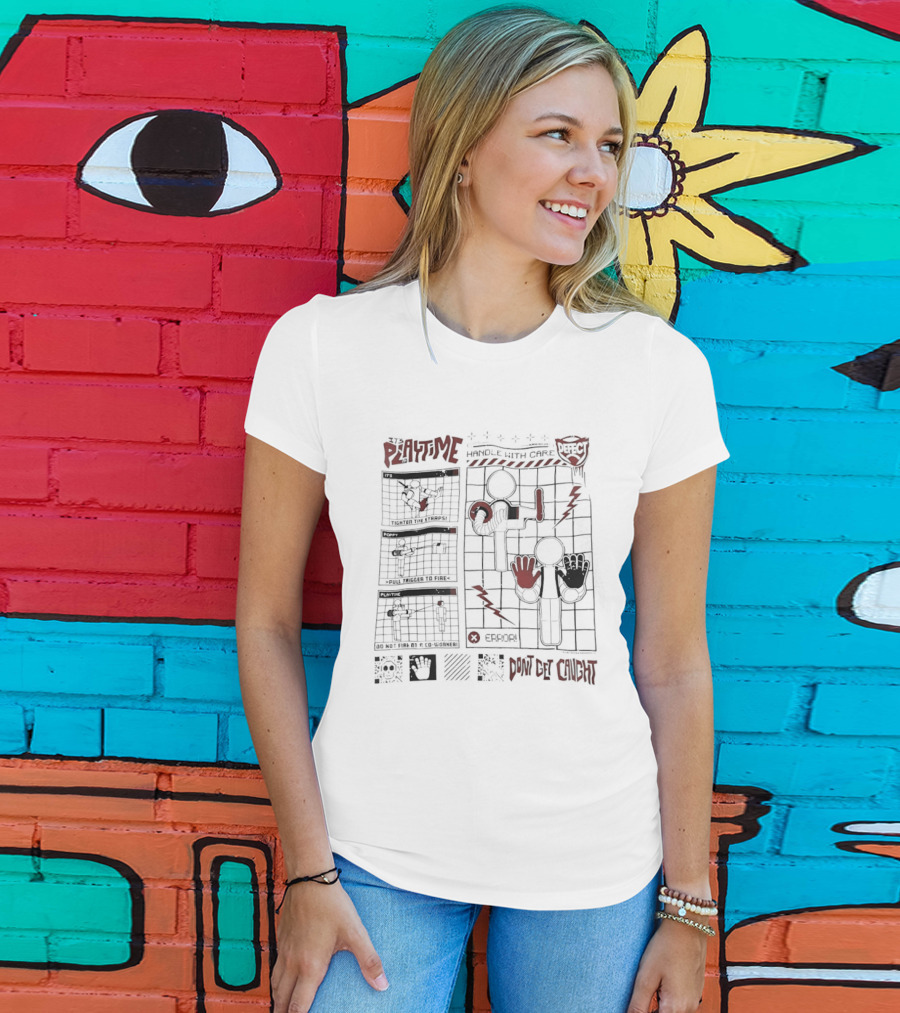 Playtime Handle With Care Don't Get Caught Maze Puzzle Lightning Hands T-Shirt