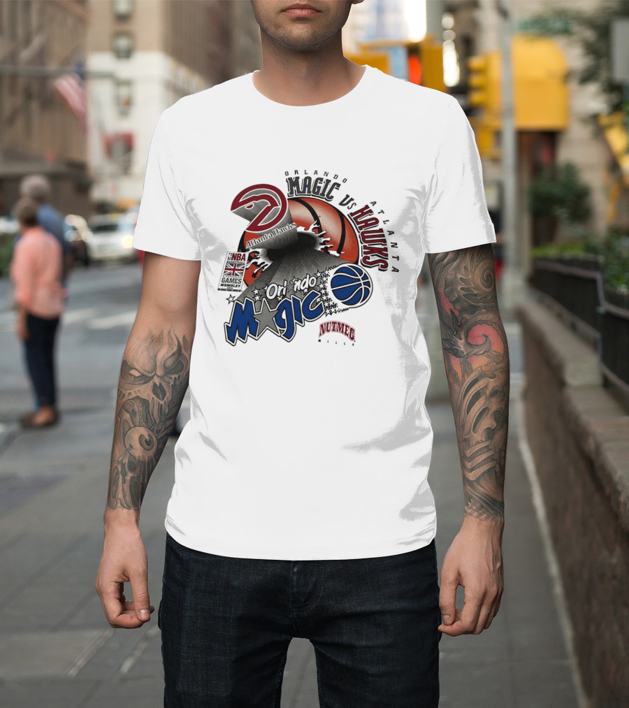 Orlando Magic Vs Atlanta Hawks NBA London 1993 Basketball Event T-Shirt
