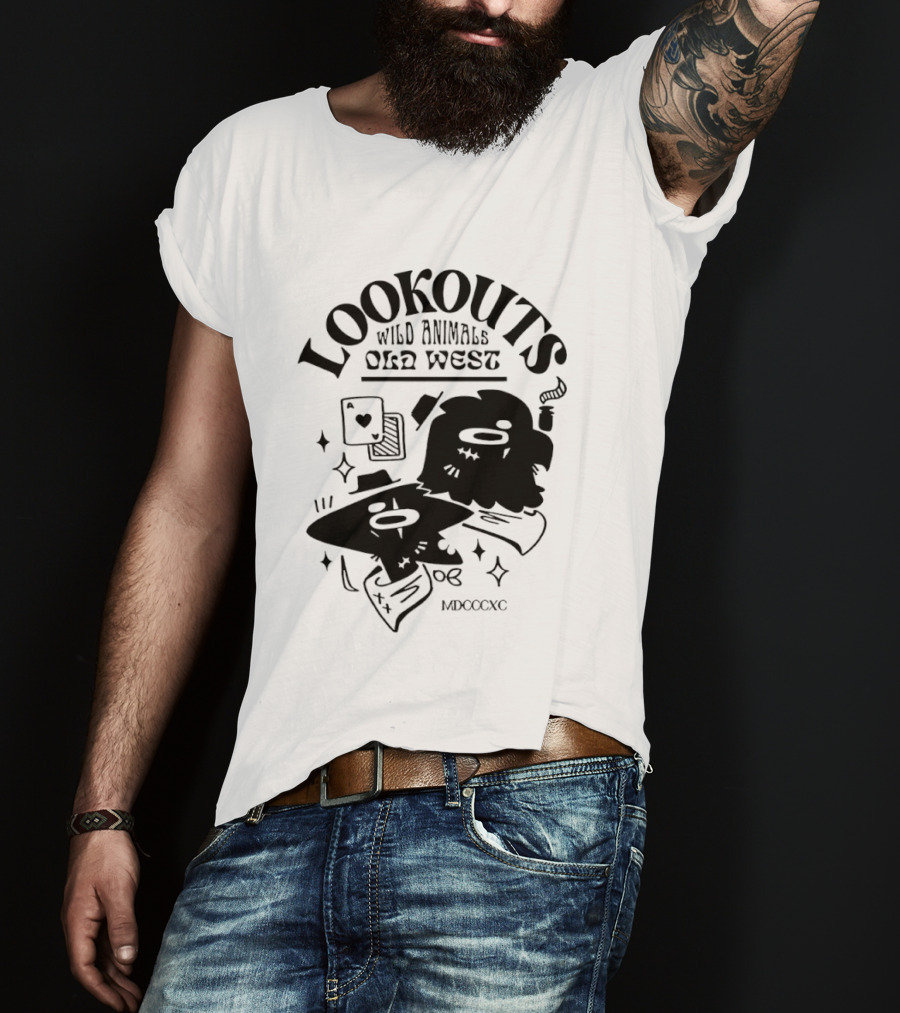 Lookouts Wild Animals Old West Card Game MDCCCXC T-Shirt
