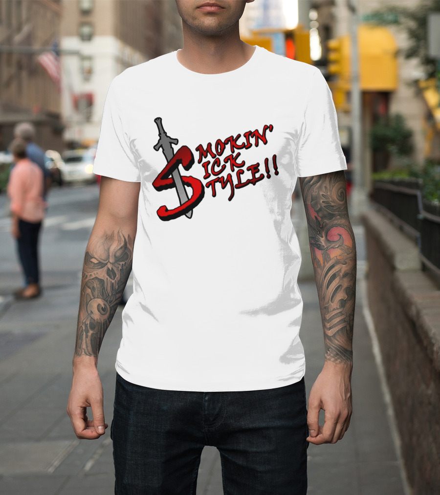 Smokin Sick Style Sword Motif T-Shirt