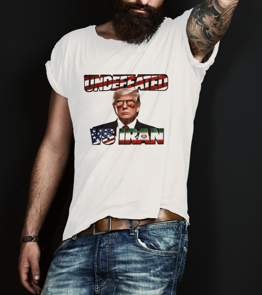 UNDEFEATED Donald Trump Sunglasses Vs Iran Flag Iconic Matchup T-Shirt