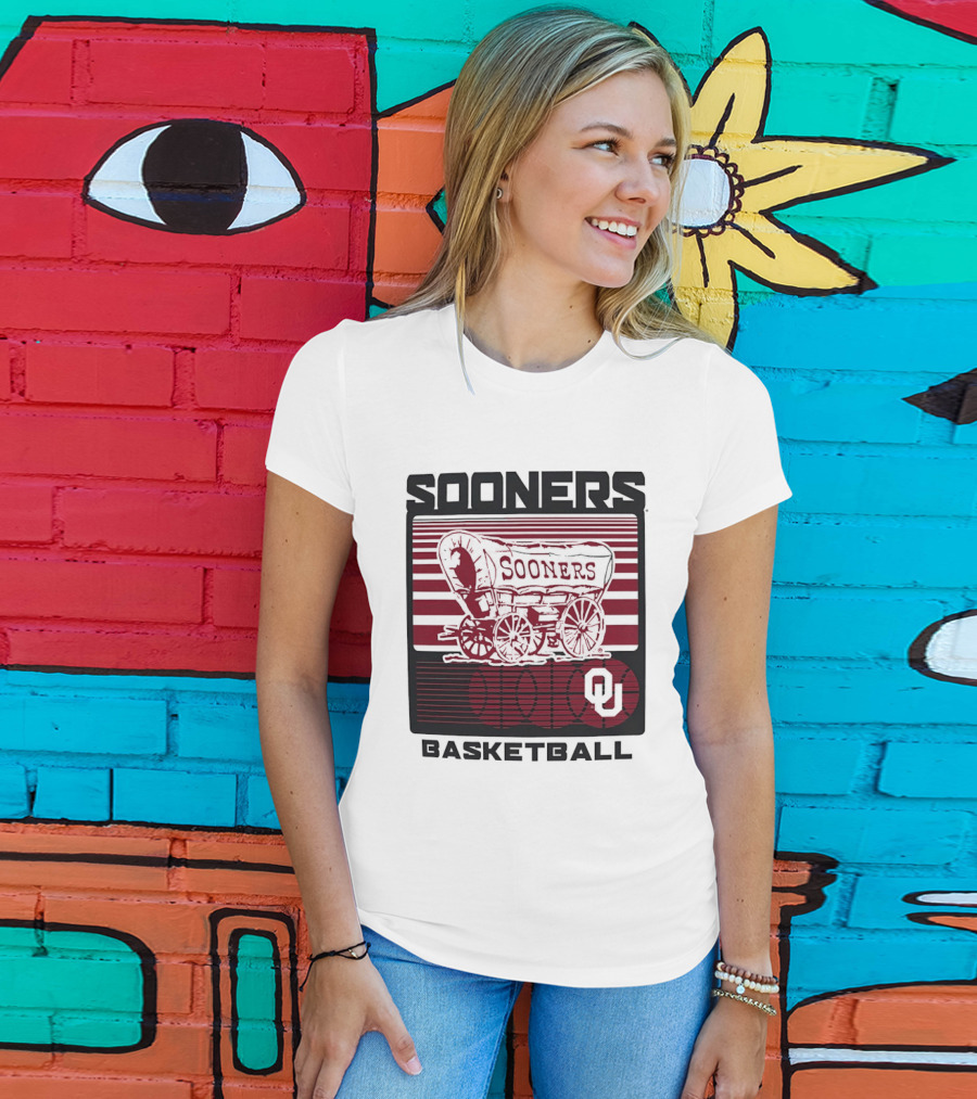 Sooners Basketball 1800s Wagon OU Staredown T-Shirt