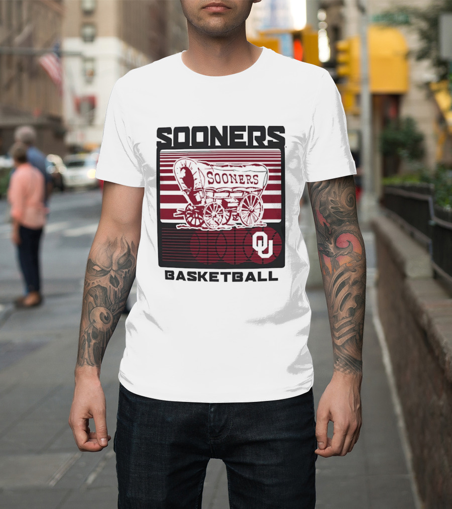 Sooners Basketball 1800s Wagon OU Staredown T-Shirt