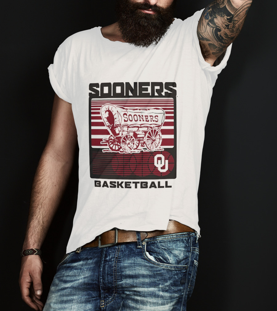 Sooners Basketball 1800s Wagon OU Staredown T-Shirt