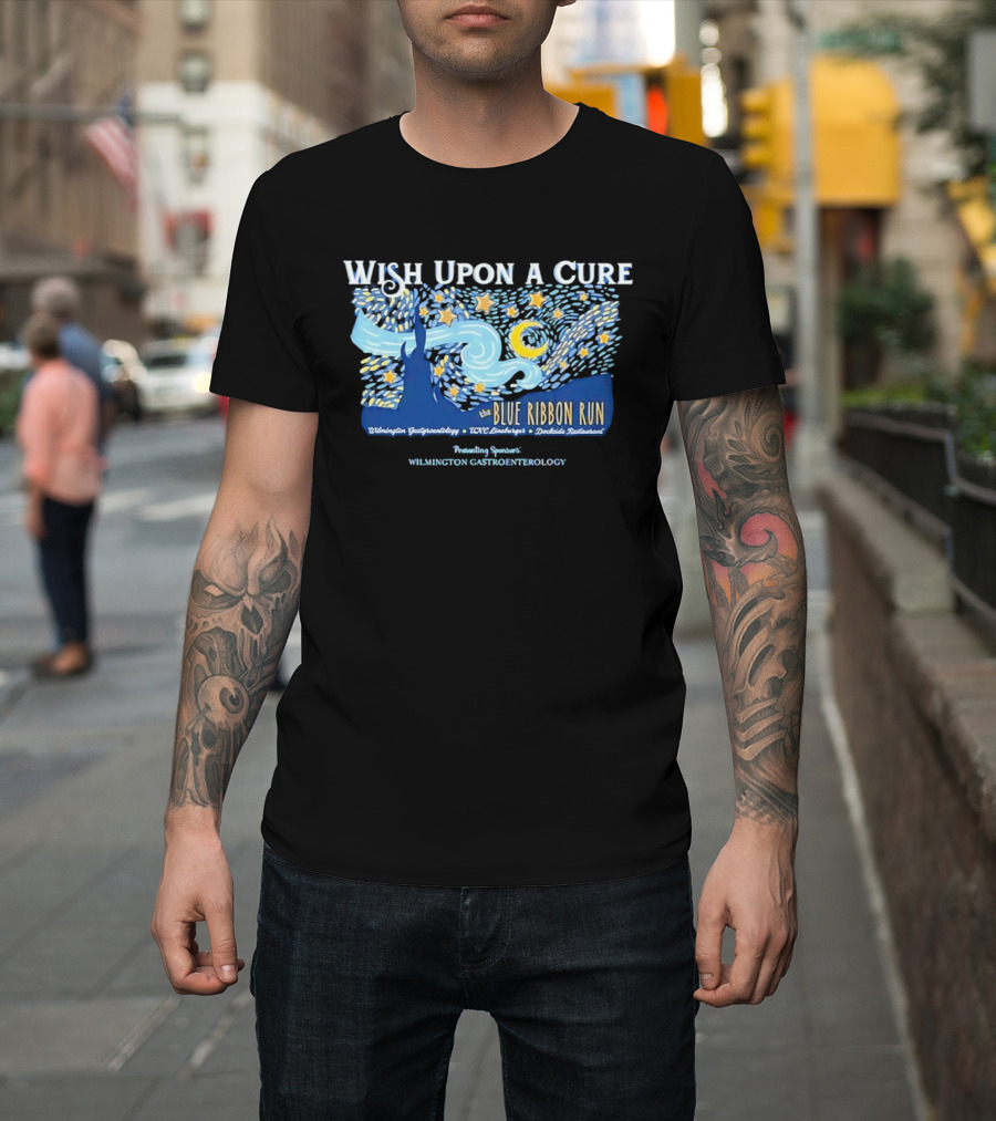 Wish Upon A Cure Blue Ribbon Run Wilmington Gastroenterology Event T-Shirt