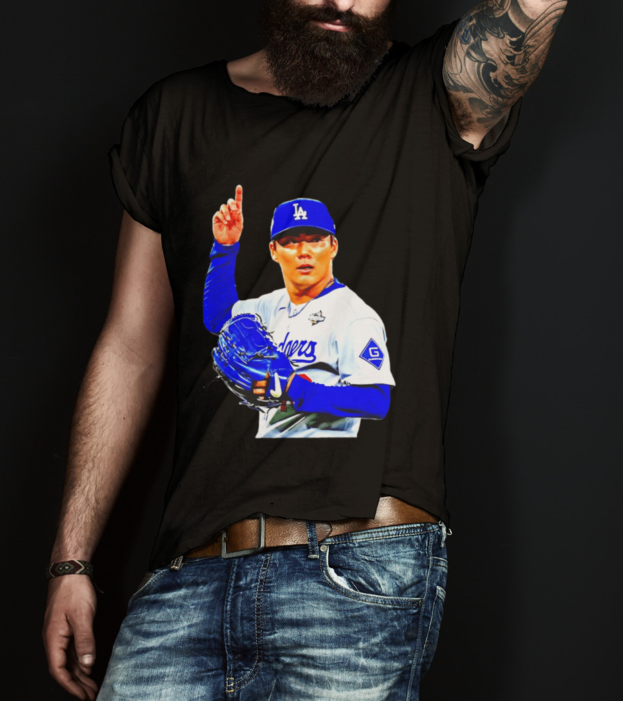 Yoshinobu Yamamoto '26 Los Angeles Dodgers Player Blue Glove T-Shirt