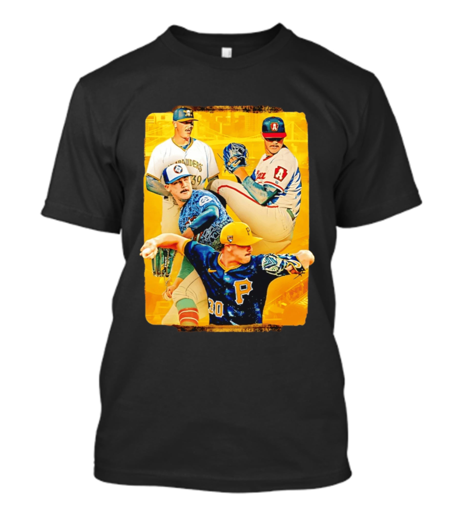 Paul Skenes Pitching Collage Pittsburgh Pirates 2026 T-Shirt