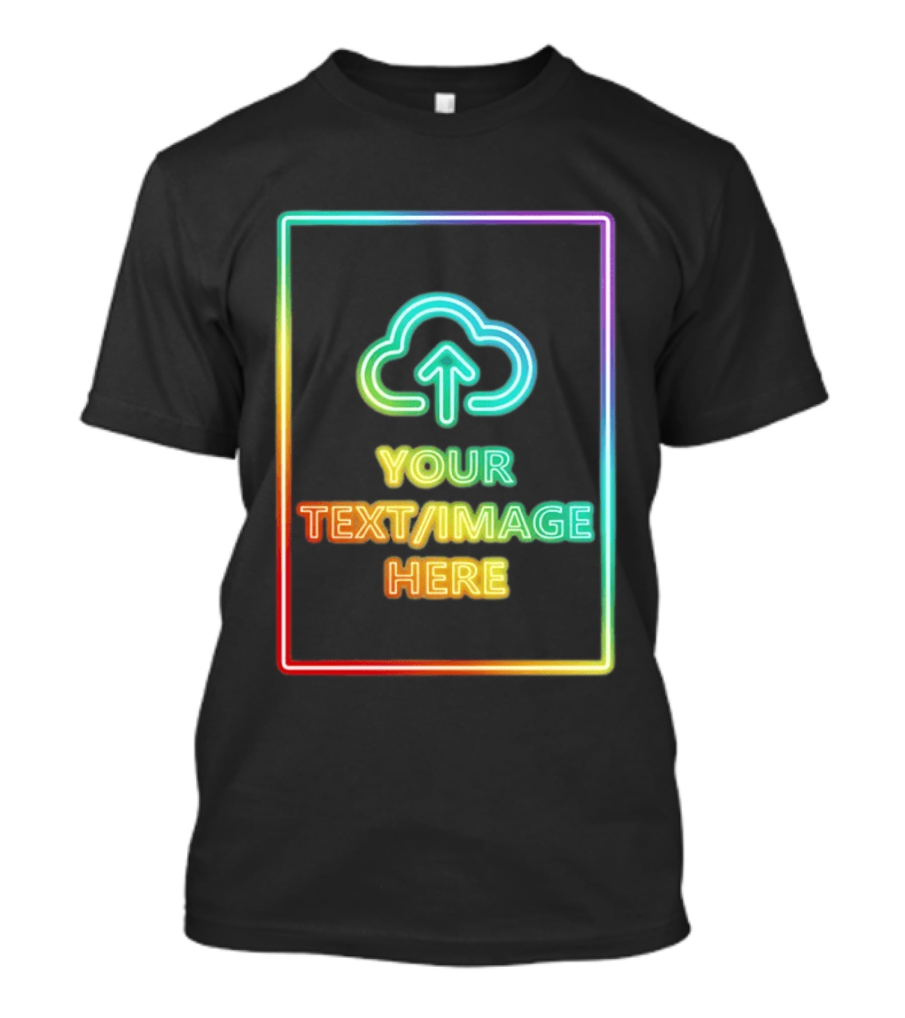 Your Text Image Here Neon Light Cloud Upload T-Shirt
