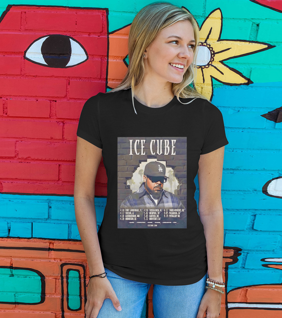Ice Cube 4 Decades Of Attitude Tour 2026 North America Tour Dates And Locations T-Shirt