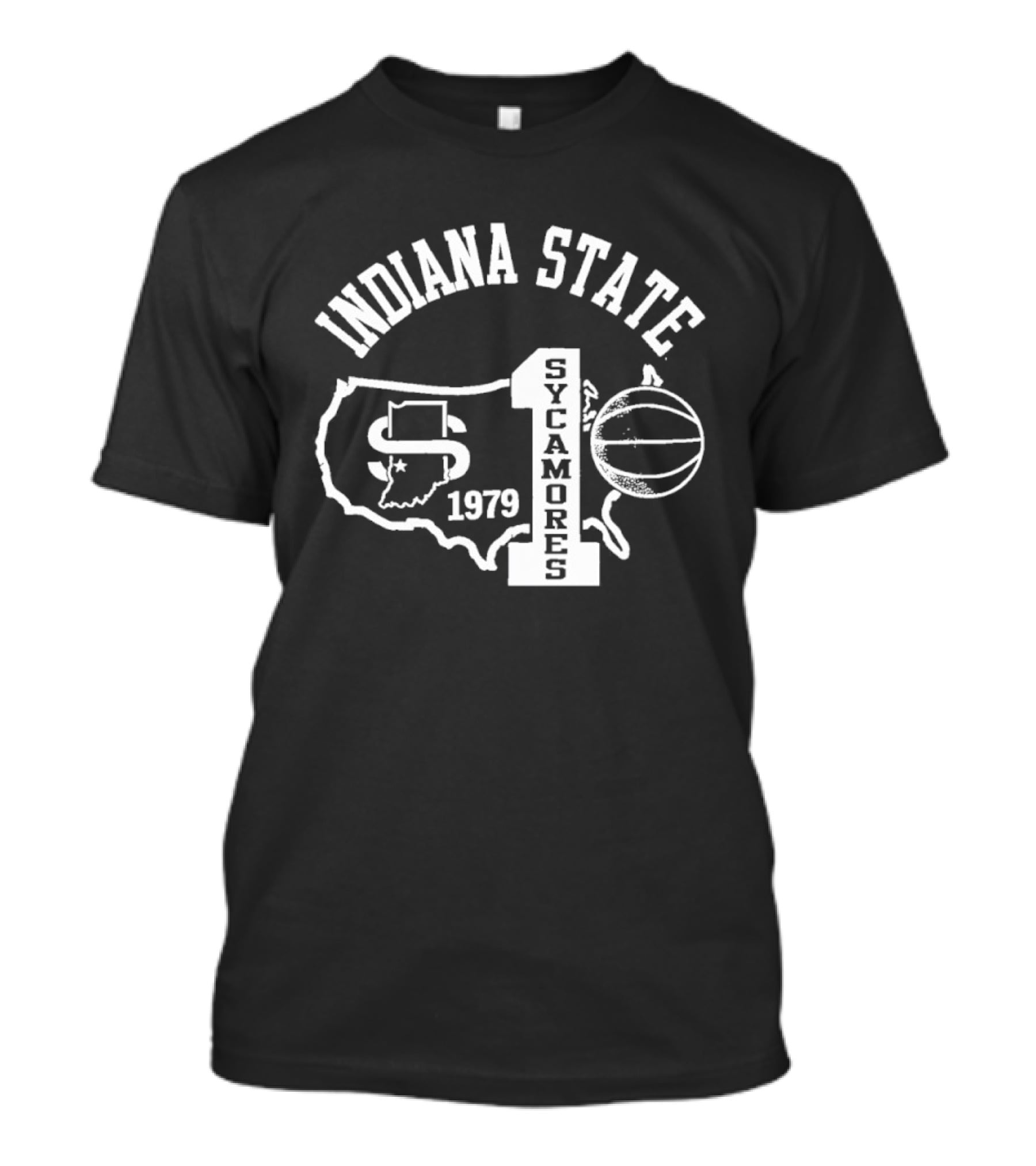 Indiana State Sycamores 1979 Number One Basketball State Map T-Shirt