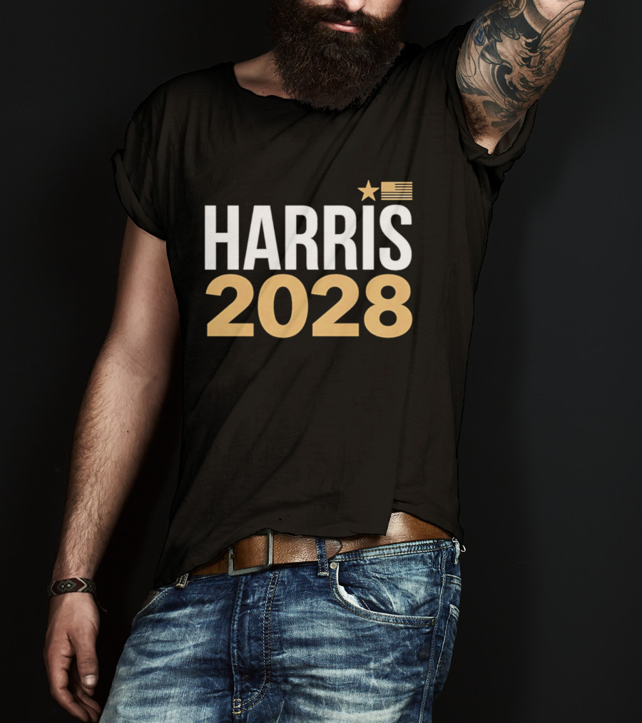 Harris 2028 USA Flag Star T-Shirt