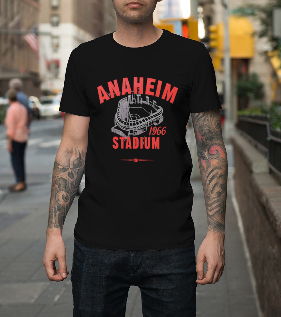 Anaheim Stadium 1966 Vintage Baseball Park Architecture T-Shirt