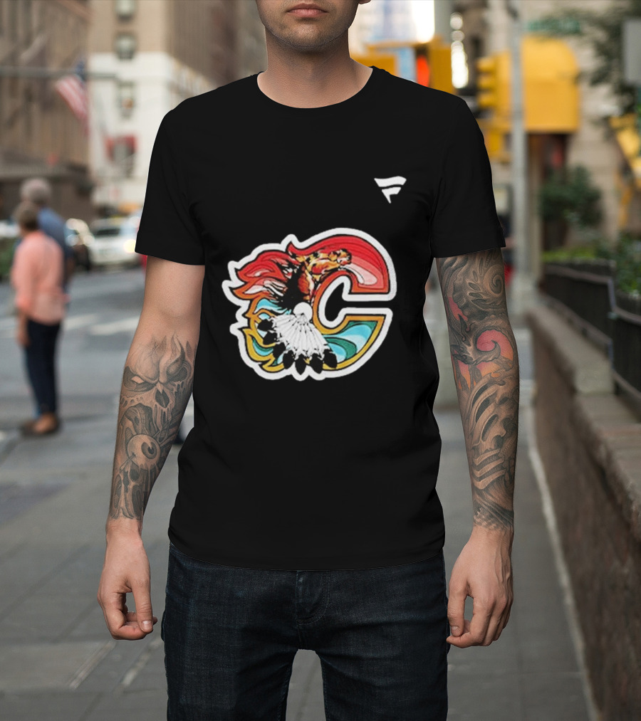 Calgary Flames Hockey Native Tribute C Logo Celebration T-Shirt