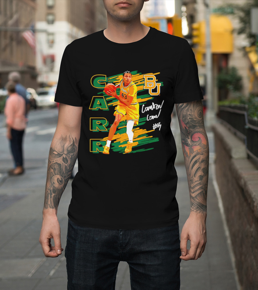 CARR Baylor Basketball Player BU Number 4 Collage T-Shirt
