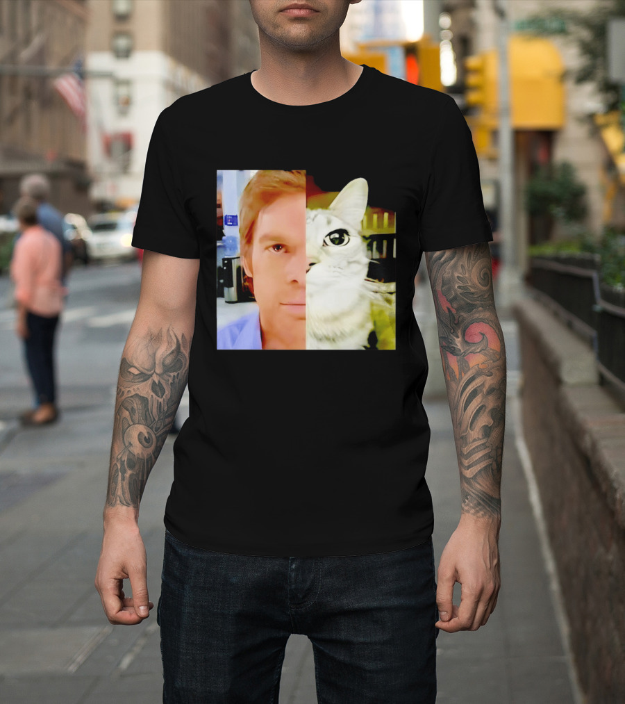 Dexter Morgan Cat Mashup Face Fusion T-Shirt