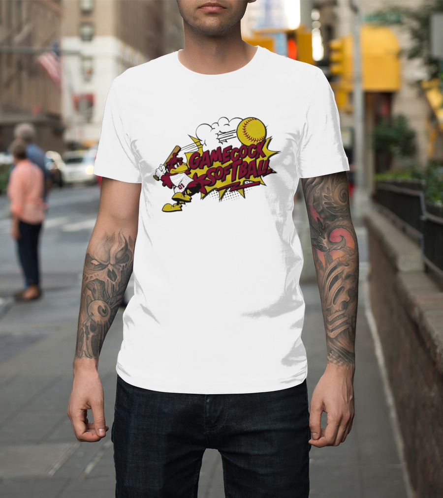 Gamecock Softball Cartoon Player Batting With Ball T-Shirt