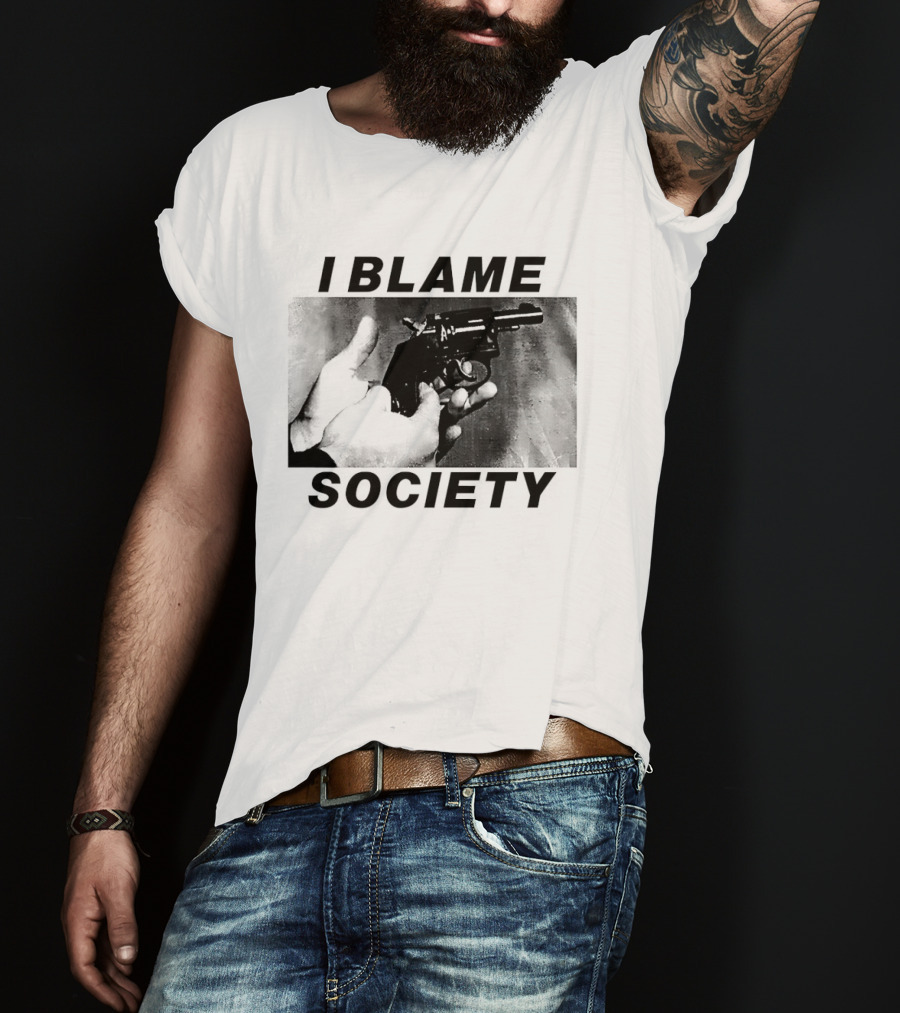 I Blame Society Raised Middle Finger Attitude T-Shirt