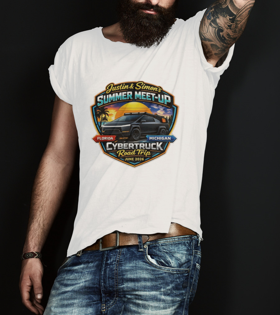 Justin And Simon's Summer Meet Up Cybertruck Road Trip Florida Michigan June 2026 T-Shirt