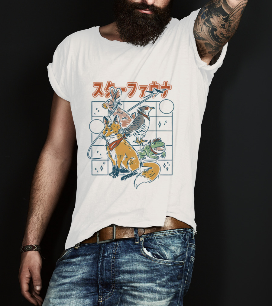 Star Fauna Fox Rabbit Falcon Frog T-Shirt