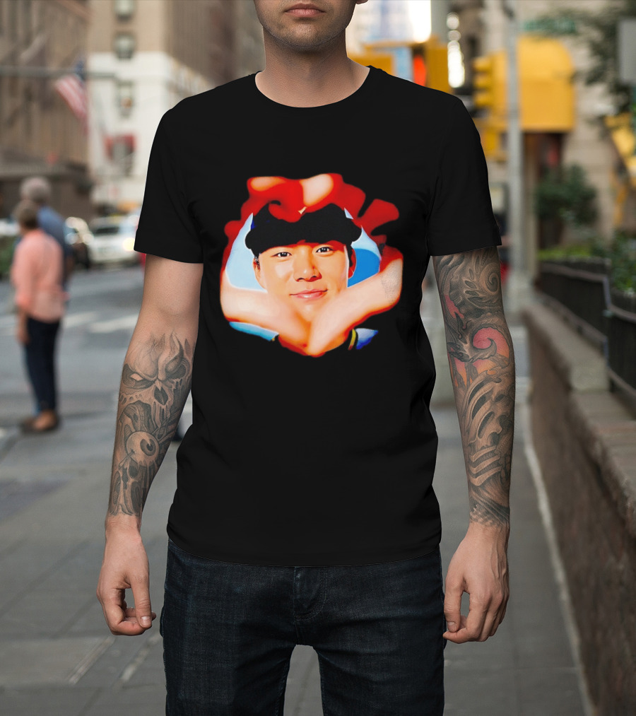 Yoshinobu Yamamoto Los Angeles Dodgers Heart Hand Photo T-Shirt