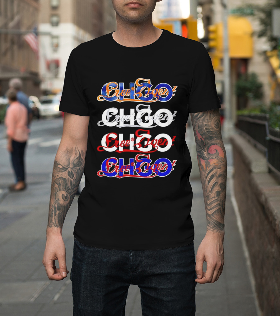Free Agent X CHGO City Of Sports Teams Multicolor Text Art Collaboration T-Shirt