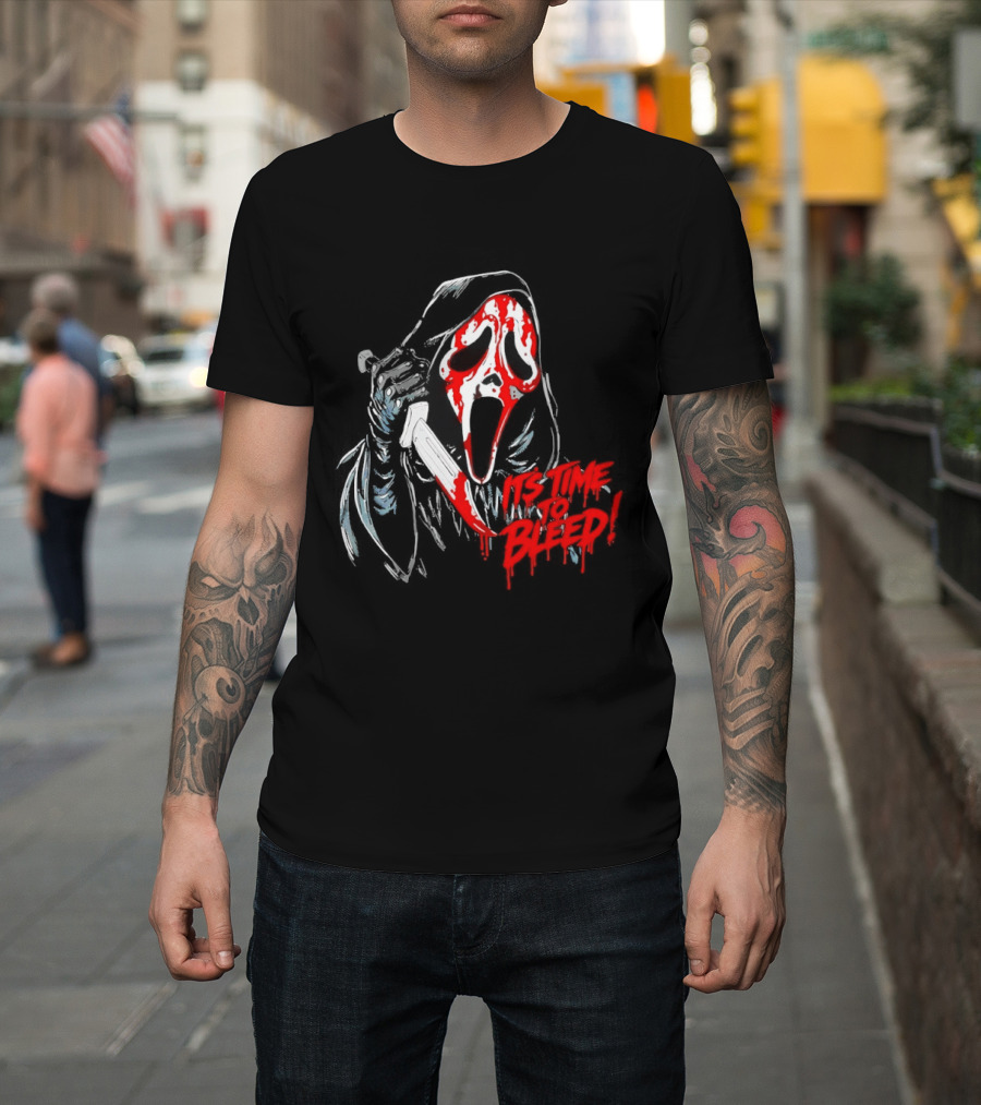 Ghost Face Time To Bleed Horror Iconic Scream Mask T-Shirt