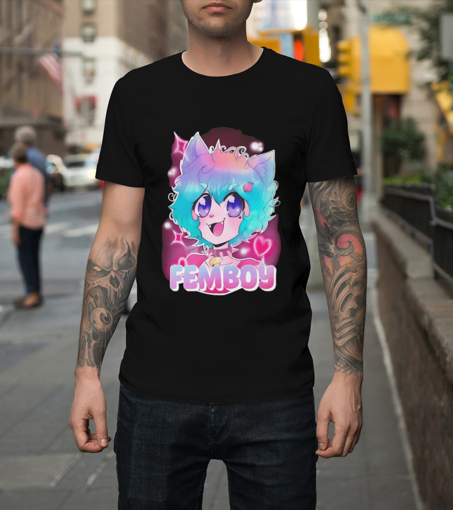 Femboy Anime Pastel Cat Ears Kawaii Aesthetic Cute T-Shirt