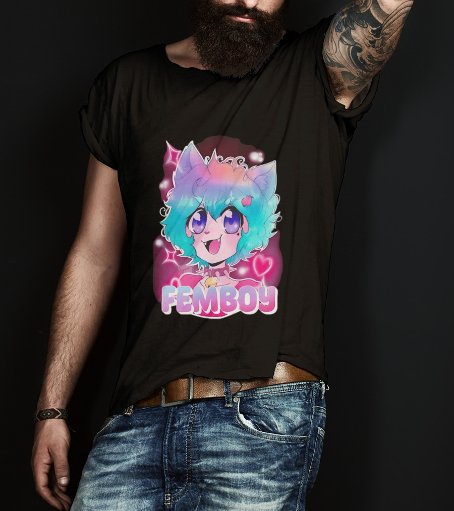 Femboy Anime Pastel Cat Ears Kawaii Aesthetic Cute T-Shirt