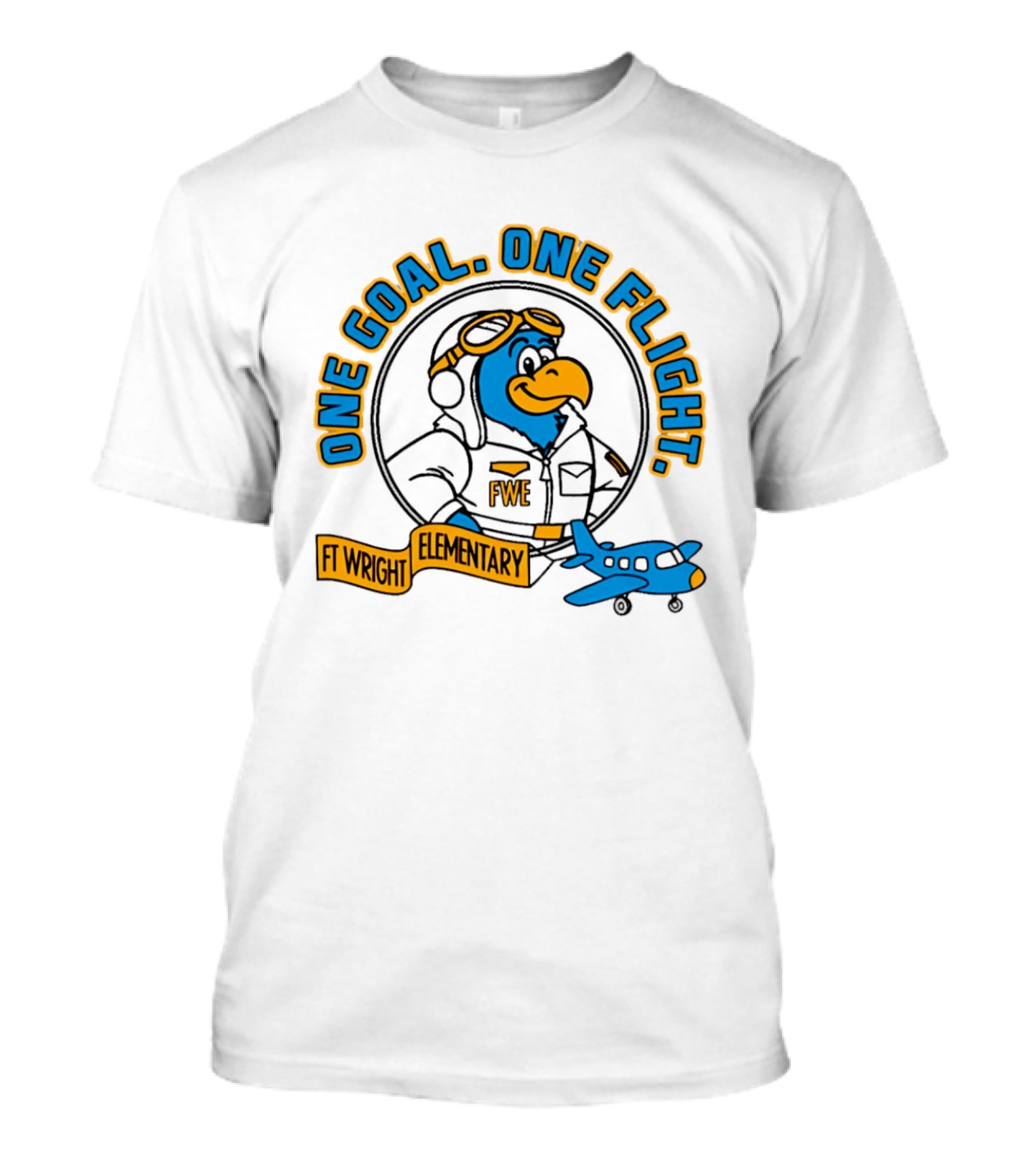 Ft Wright Elementary Falcons One Goal One Flight Pilot Bird With Plane T-Shirt