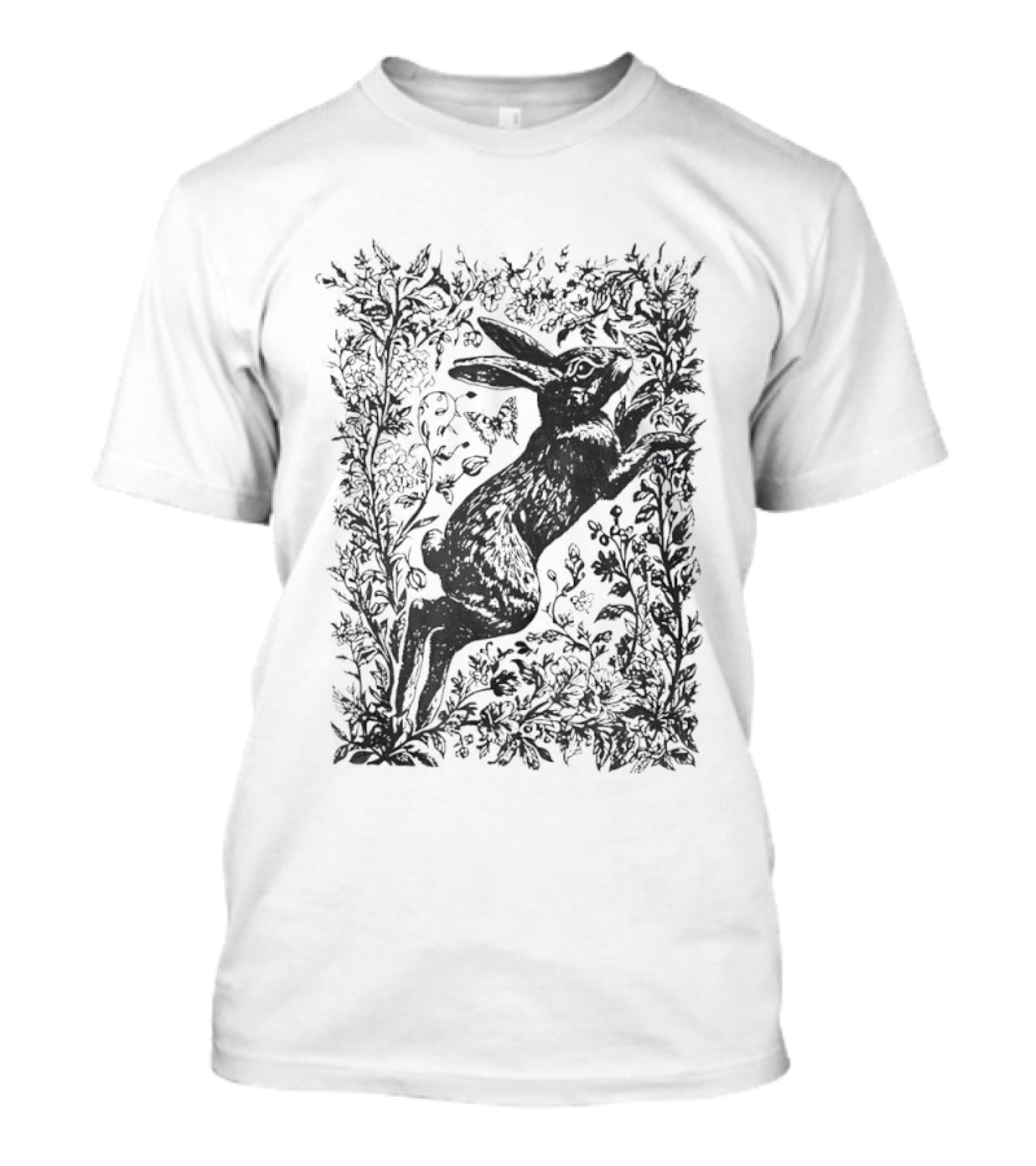 Rabbit Among Flowers Vintage Cottagecore T-Shirt